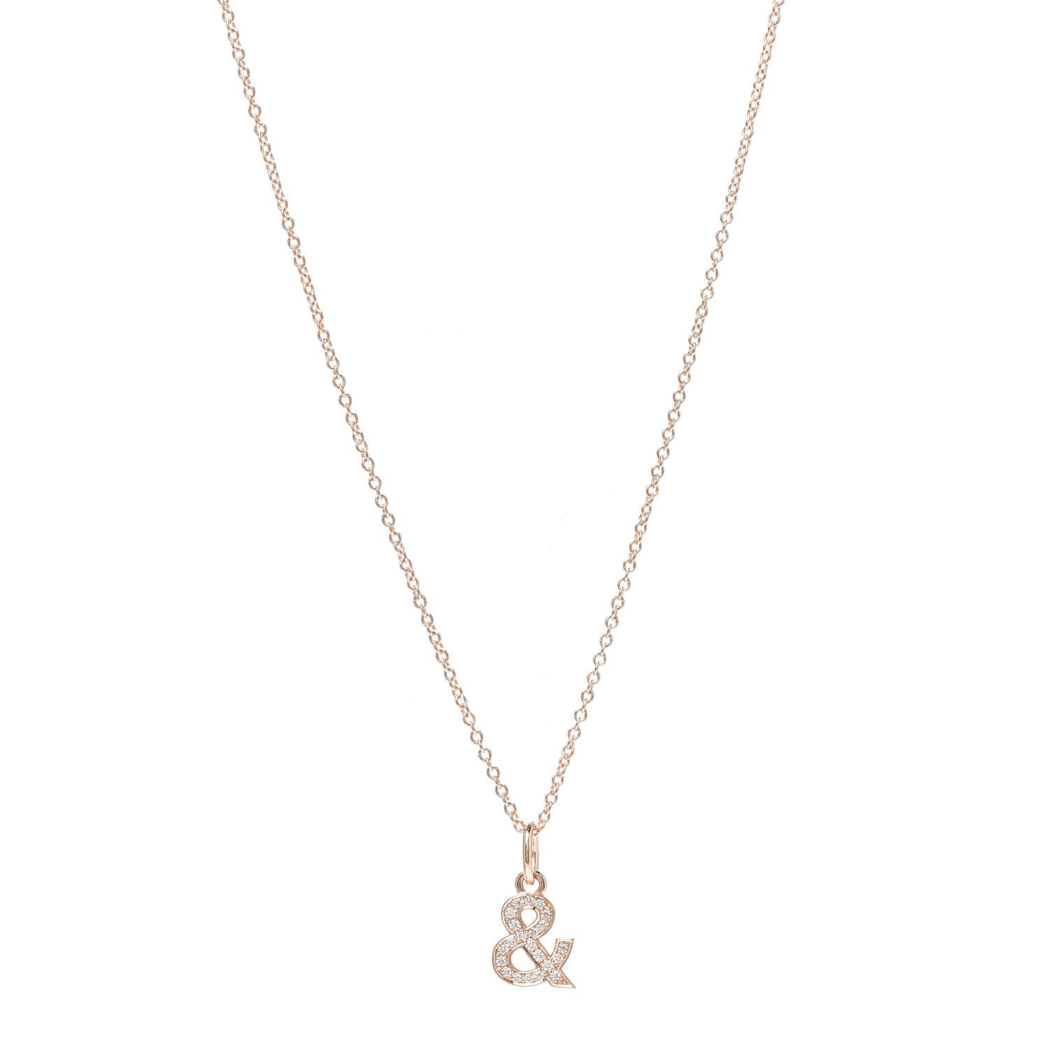 Tiffany 18K Rose Gold Diamond Small Ampersand Pendant Necklace 1 of 8