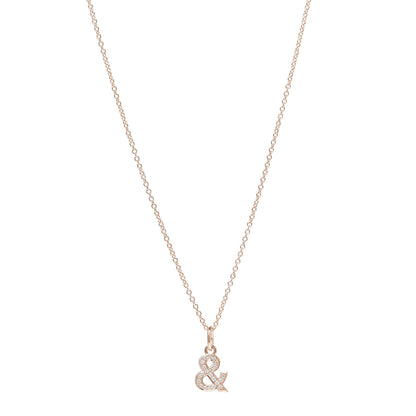 Tiffany 18K Rose Gold Diamond Small Ampersand Pendant Necklace 1 of 8