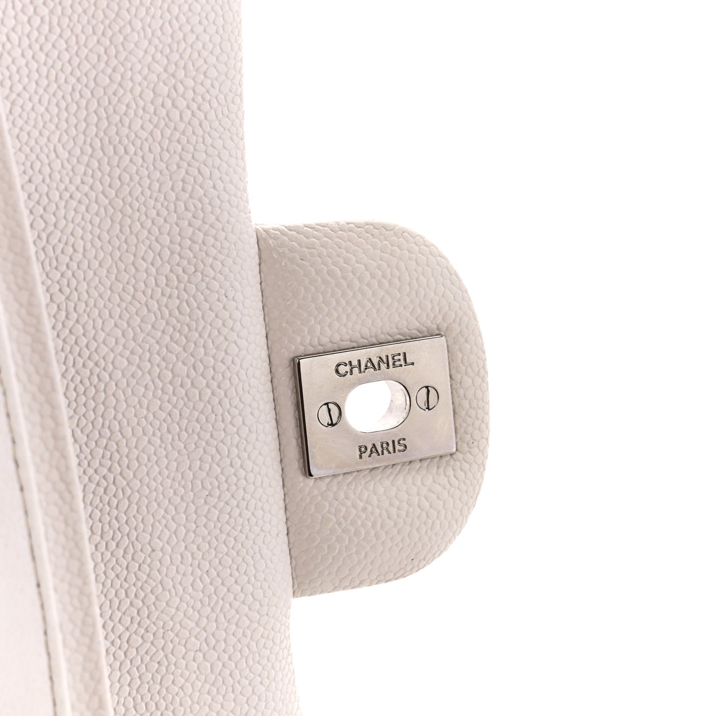 Caviar Quilted Medium Double Flap White