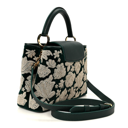 Louis Vuitton Velvet Embroidery Capucines BB Green 3 of 10