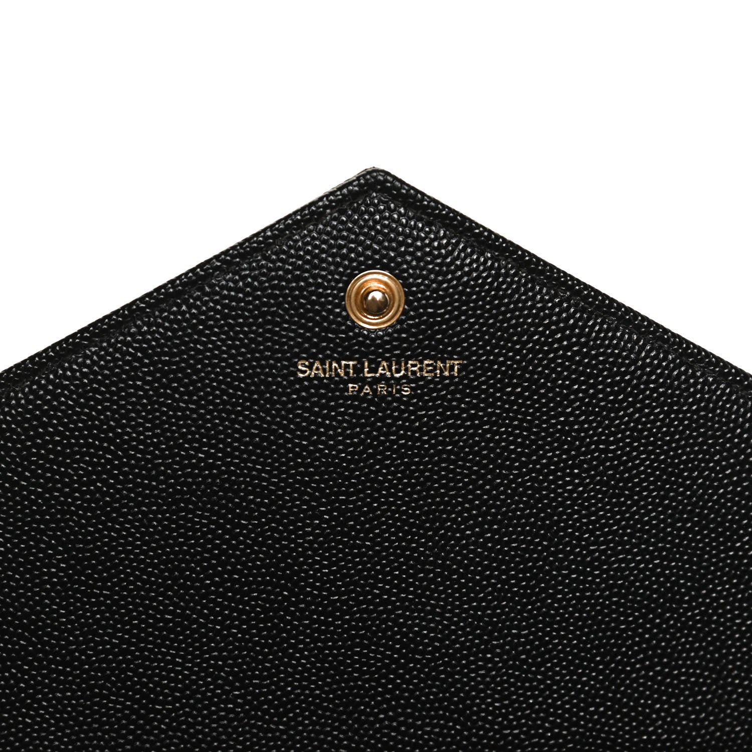 Saint Laurent Grain De Poudre Matelasse Chevron Monogram Chain Wallet Black 6 of 13