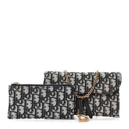 Christian Dior Oblique Saddle Chain Long Wallet Blue 3 of 10