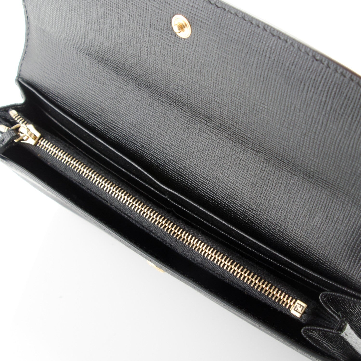 Fendi Vitello Elite Crystal Monster Eyes Simply Continental Wallet Black Cedro 5 of 7
