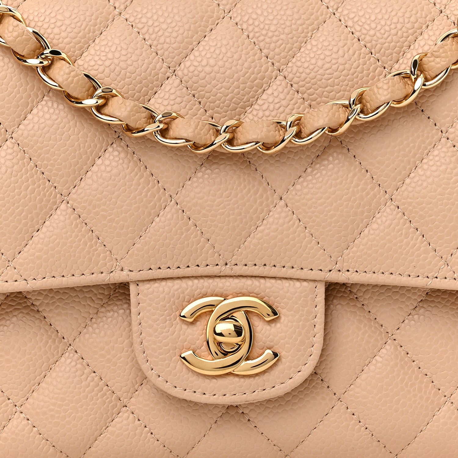 Chanel Caviar Quilted Medium Double Flap Beige 8 of 10