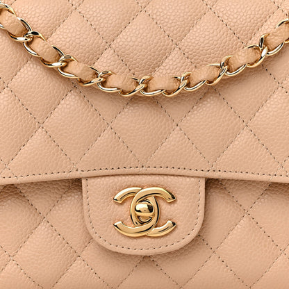 Chanel Caviar Quilted Medium Double Flap Beige 8 of 10