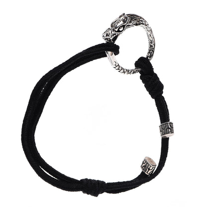 John Hardy Sterling Silver Cord Naga Dragon Bracelet Black 1 of 4