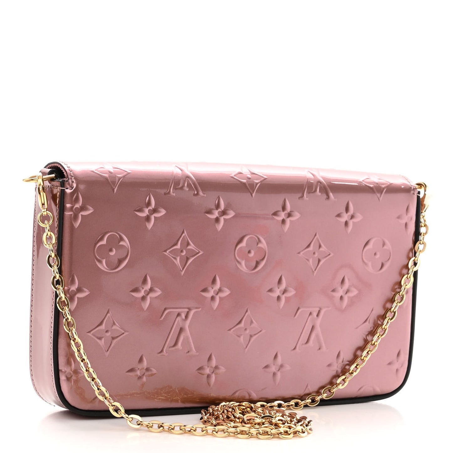 Vernis Pochette Felicie Chain Wallet Metallic Pale Pink