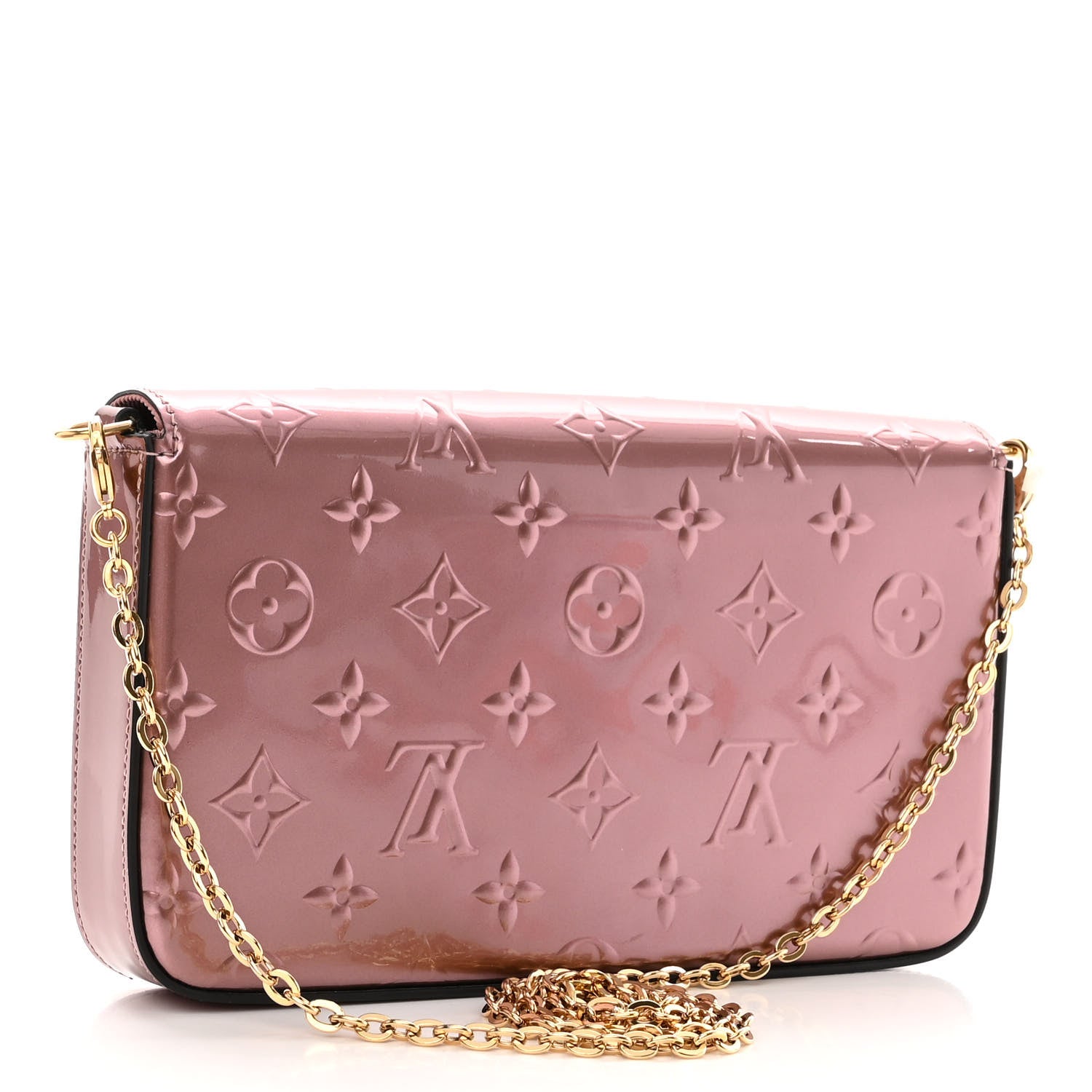 Louis Vuitton Vernis Pochette Felicie Chain Wallet Metallic Pale Pink 4 of 10