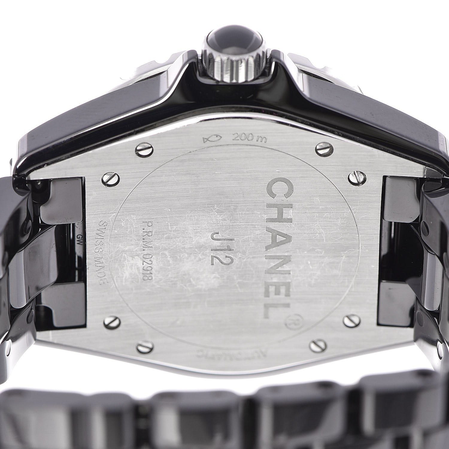 Chanel Stainless Steel Ceramic Diamond 38mm J12 Automatic Watch Black 5 of 8