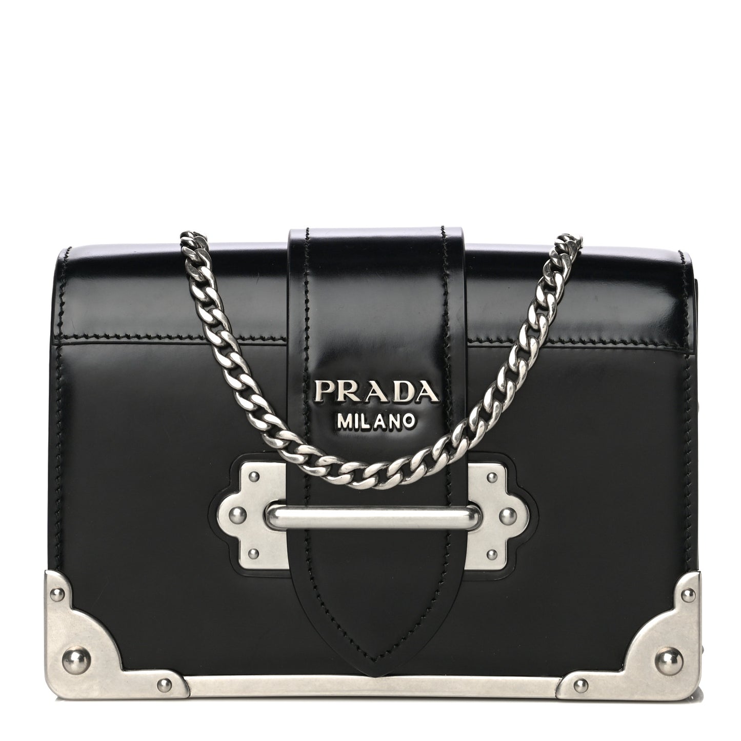 City Calfskin Cahier Chain Wristlet Clutch Black