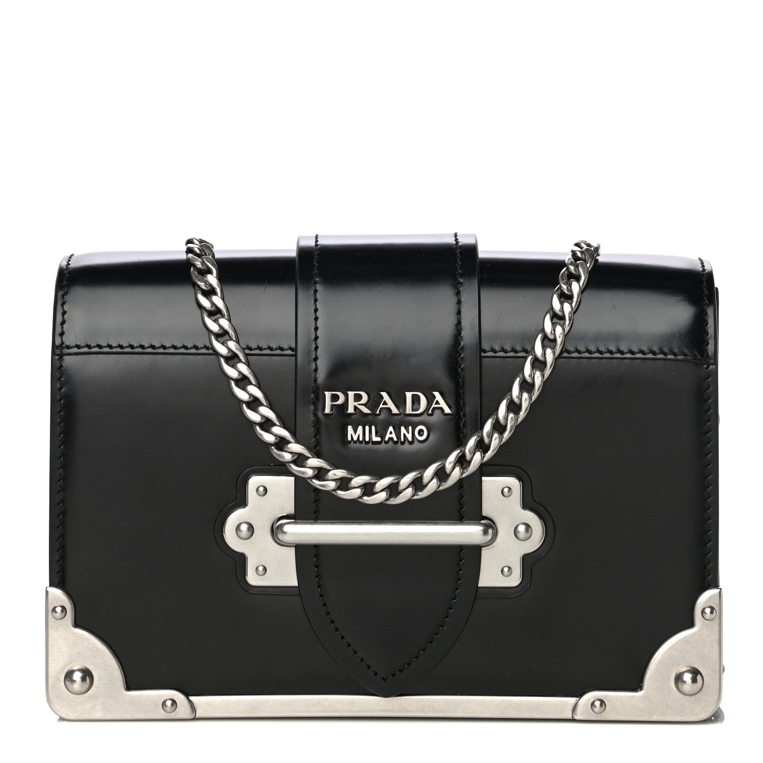 Prada City Calfskin Cahier Chain Wristlet Clutch Black 1 of 18
