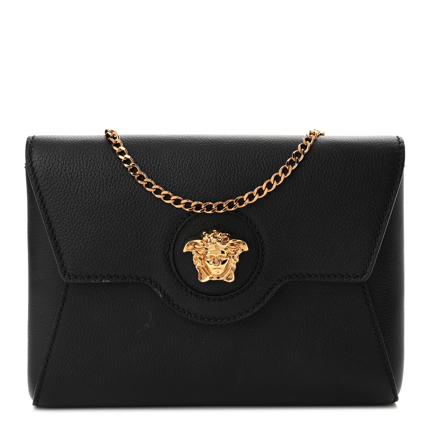 Versace Grained Calfskin La Medusa Chain Crossbody Bag Black 1 of 9