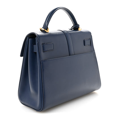 Saint Laurent Calfskin Le Fermoir Top Handle Bag Blue 3 of 9