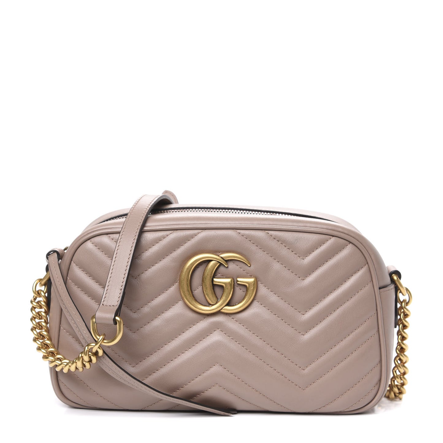 Calfskin Matelasse Small GG Marmont Chain Shoulder Bag Porcelain Rose
