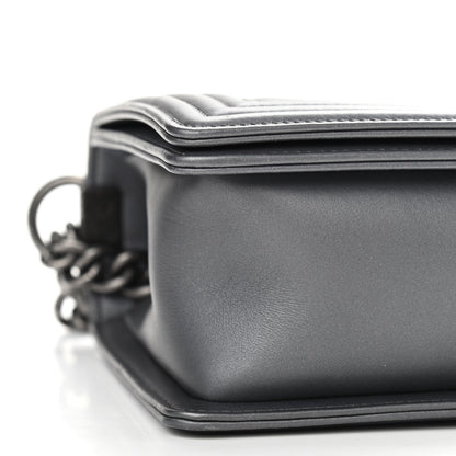 Chanel Metallic Lambskin Quilted New Medium Boy Flap Dark Silver 9 of 10