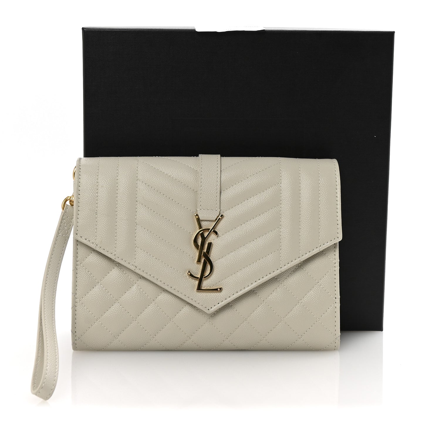 Grain De Poudre Textured Mixed Matelasse Triquilt Monogram Clutch Crema Soft