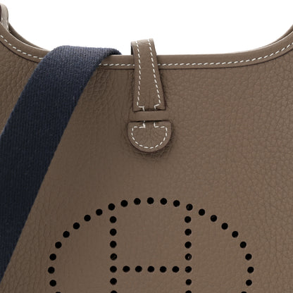 Hermes Taurillon Clemence Amazone Evelyne TPM Etoupe Bleu Indigo 8 of 11