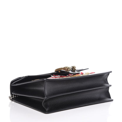 Gucci Calfskin Web Floral Embroidered Medium Dionysus Shoulder Bag Black 4 of 10