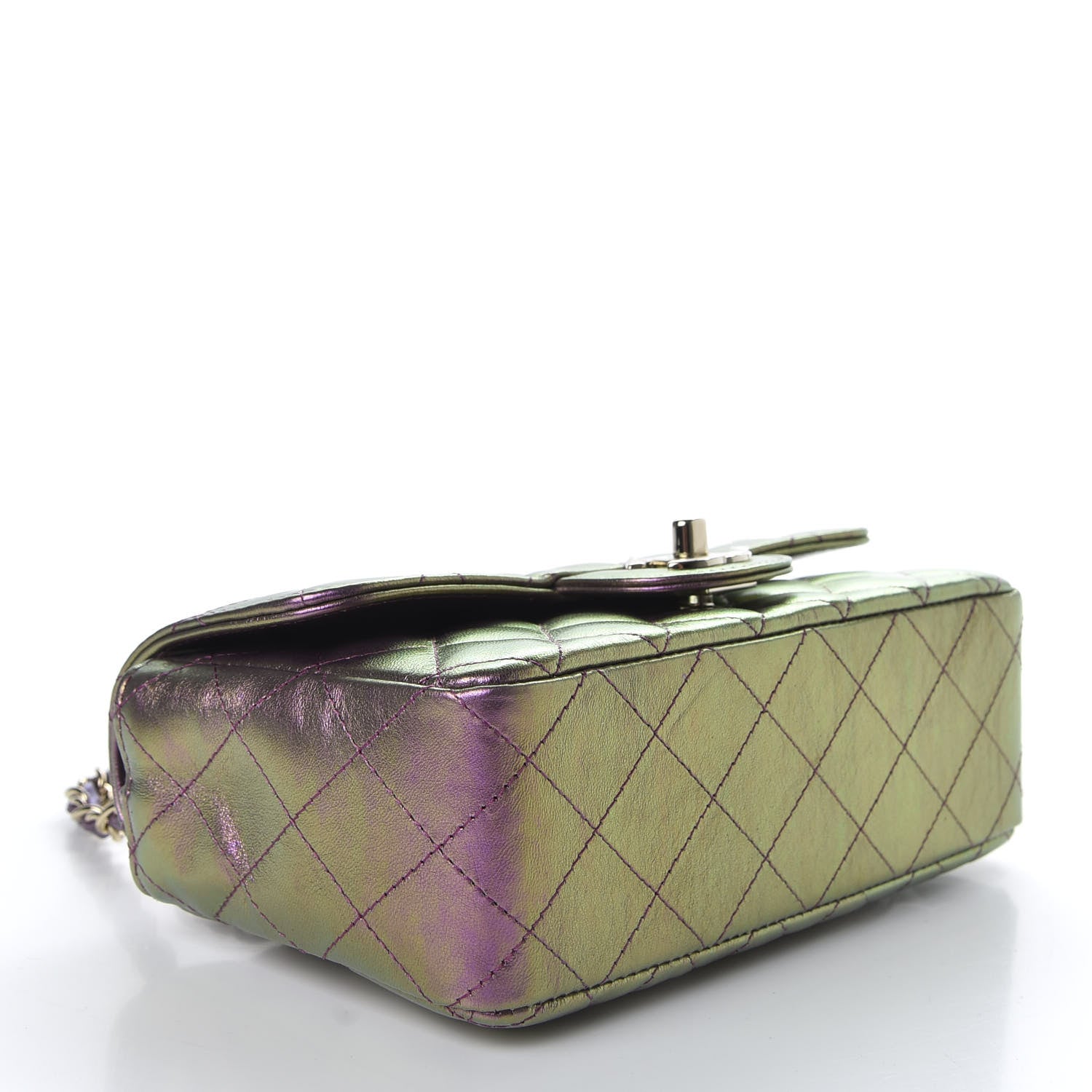 Chanel Iridescent Lambskin Quilted Mini Rectangular Flap Purple 4 of 10