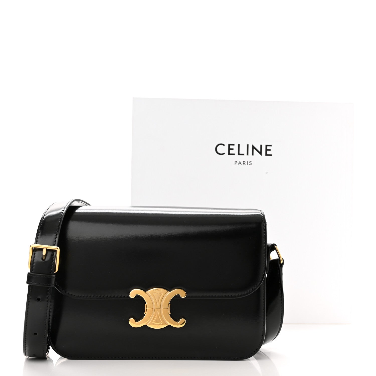 Celine Shiny Calfskin Medium Triomphe Black 11 of 11