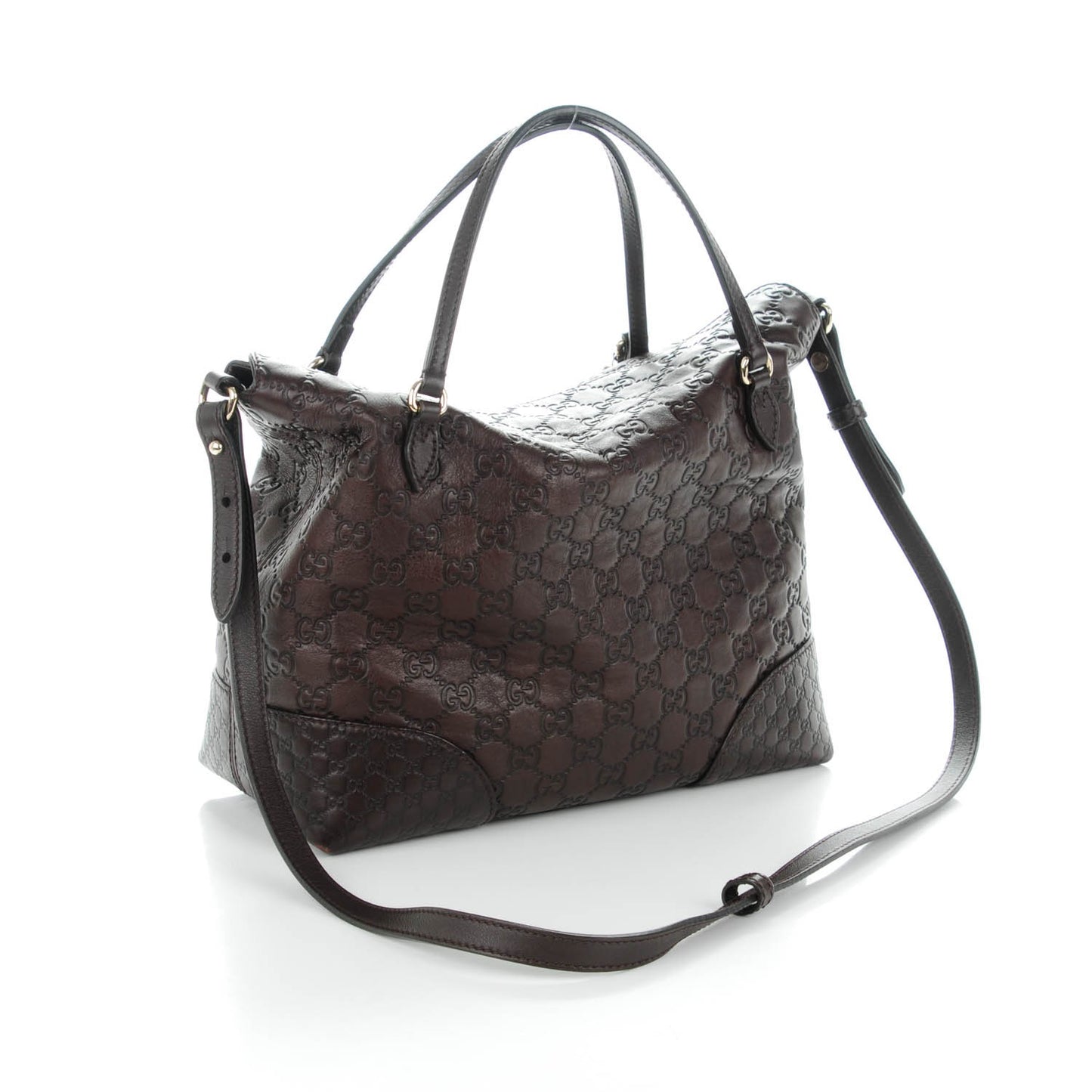 Guccissima Medium Bree Foldover Tote Chocolate