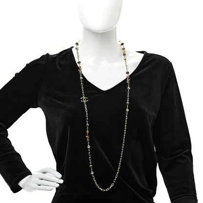 Chanel Beaded Star CC Long Necklace Green Gold 2 of 7