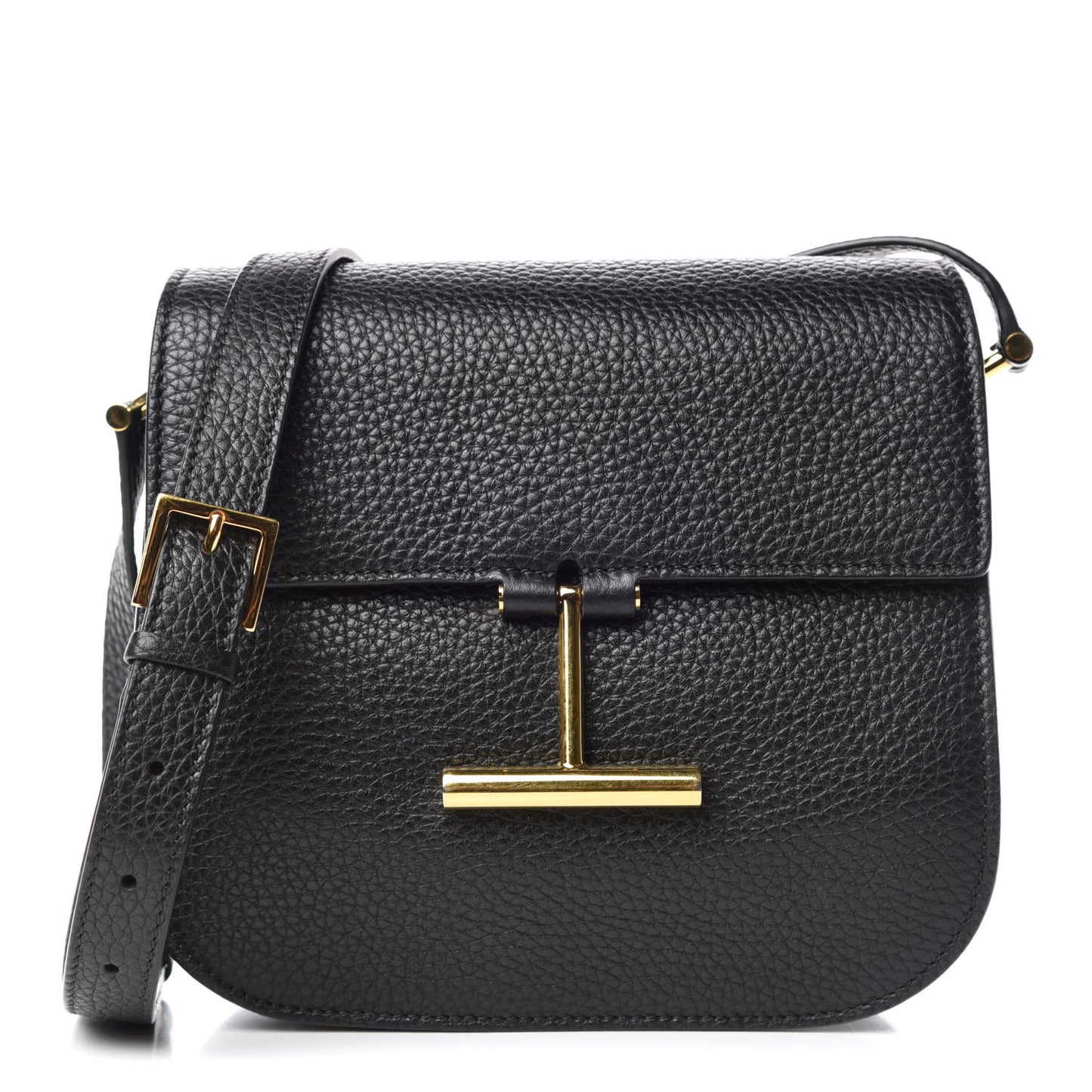 Calfskin Small T Clasp Tara Crossbody Bag Black