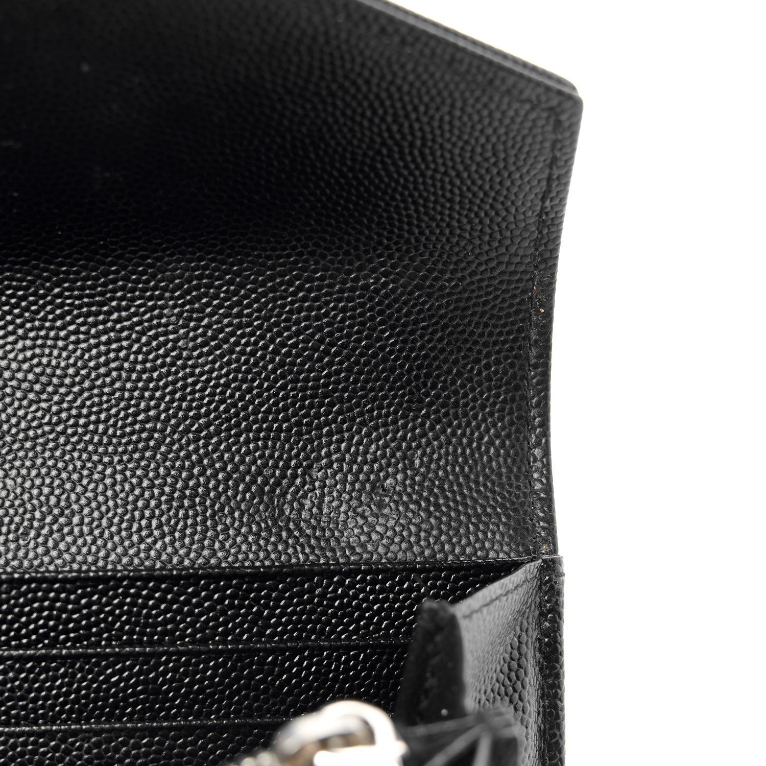 Saint Laurent Grain De Poudre Matelasse Chevron Monogram Flap Wallet Black 9 of 9