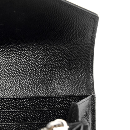 Saint Laurent Grain De Poudre Matelasse Chevron Monogram Flap Wallet Black 9 of 9