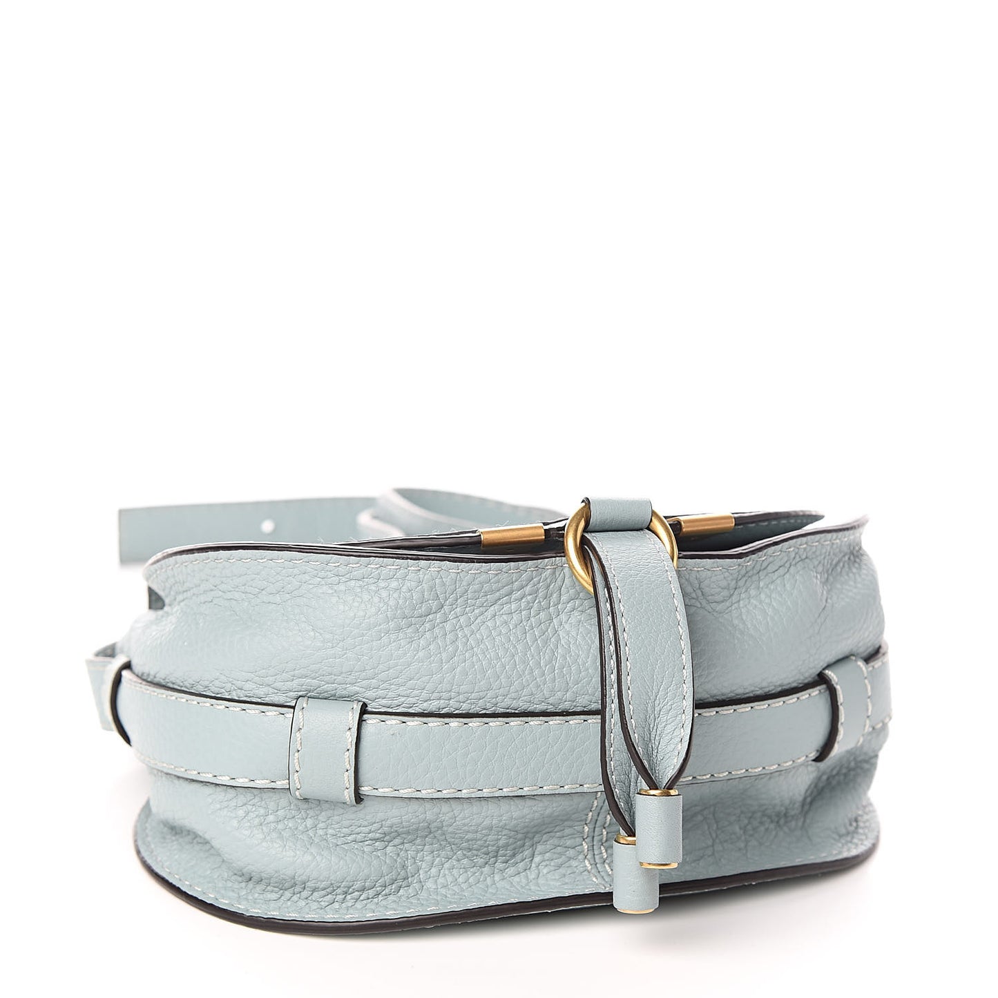 Calfskin Mini Marcie Round Crossbody Bag Faded Blue