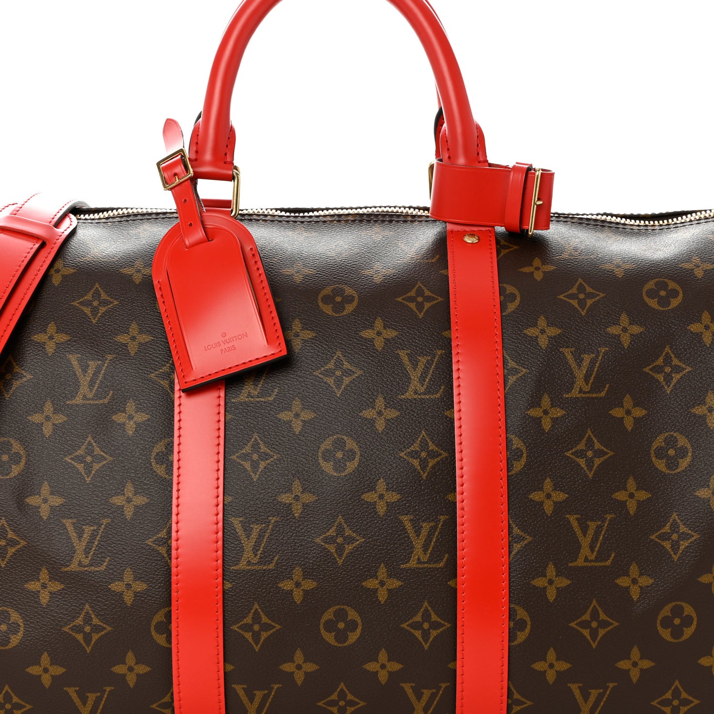 Calfskin Monogram Keepall Bandouliere 50 Coquelicot