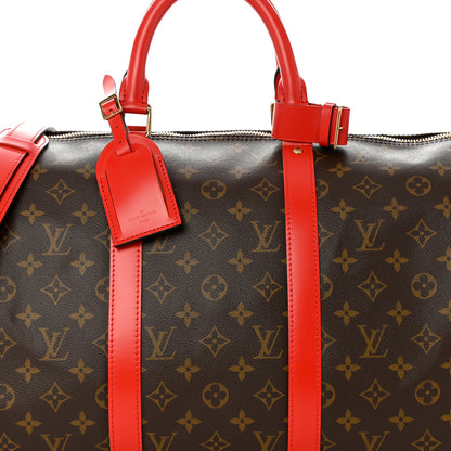 Louis Vuitton Calfskin Monogram Keepall Bandouliere 50 Coquelicot 7 of 11