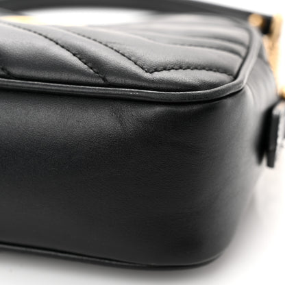 Gucci Calfskin Matelasse Mini GG Marmont Chain Shoulder Bag Black 13 of 14