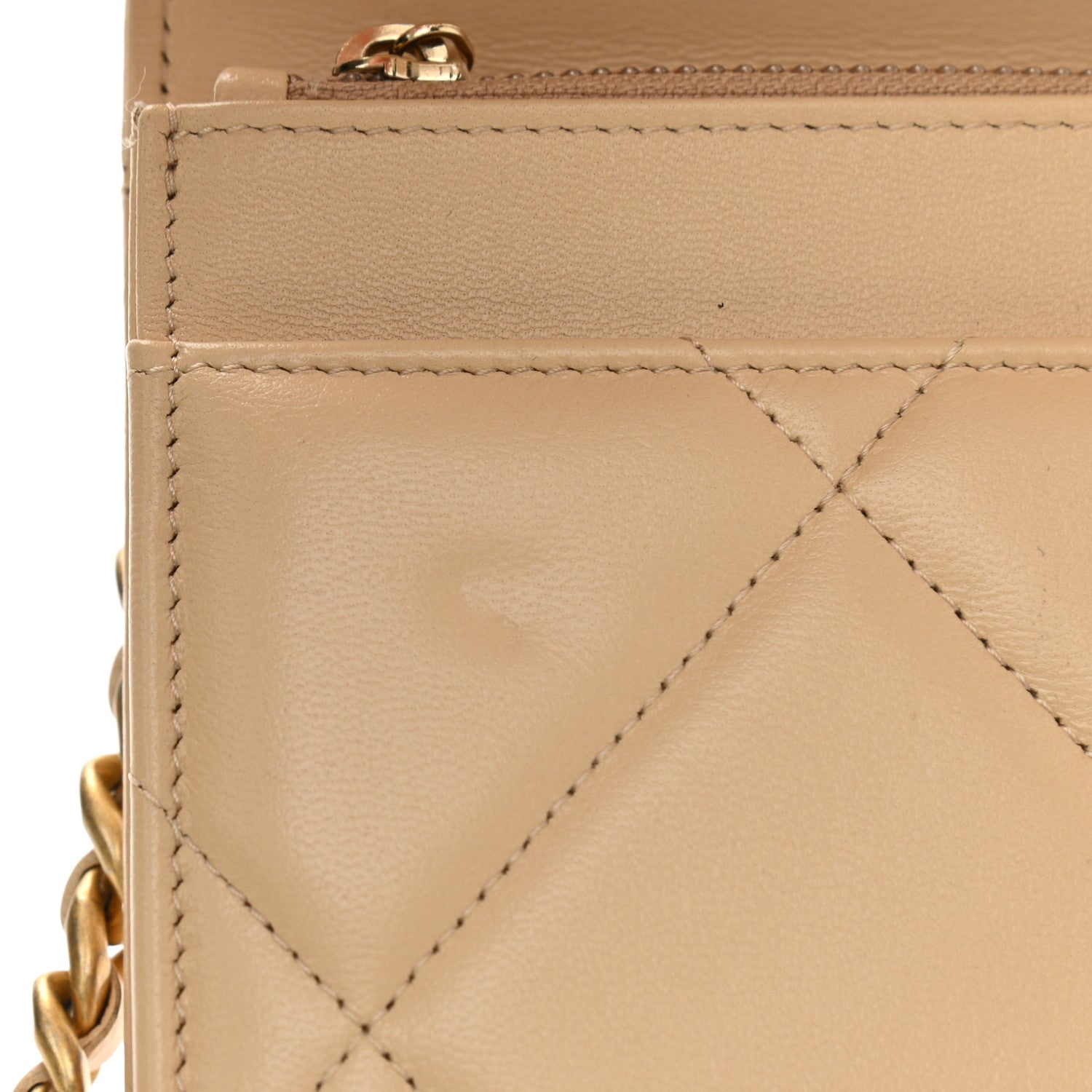 Chanel Goatskin Quilted Chanel 19 Wallet On Chain WOC Beige 13 of 14