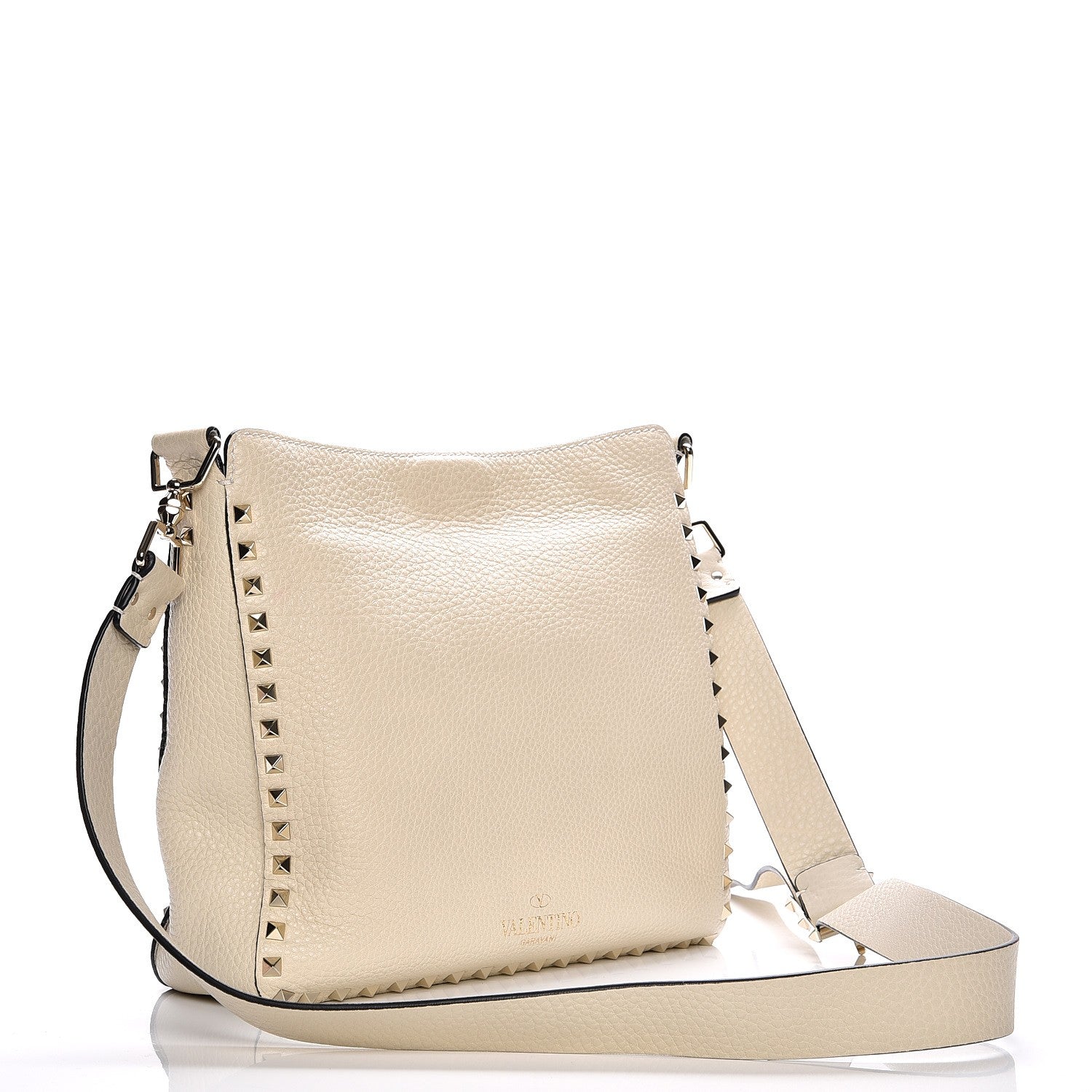 Valentino Garavani Pebbled Calfskin Small Rockstud Flip-Lock Messenger Bag Light Ivory 3 of 10