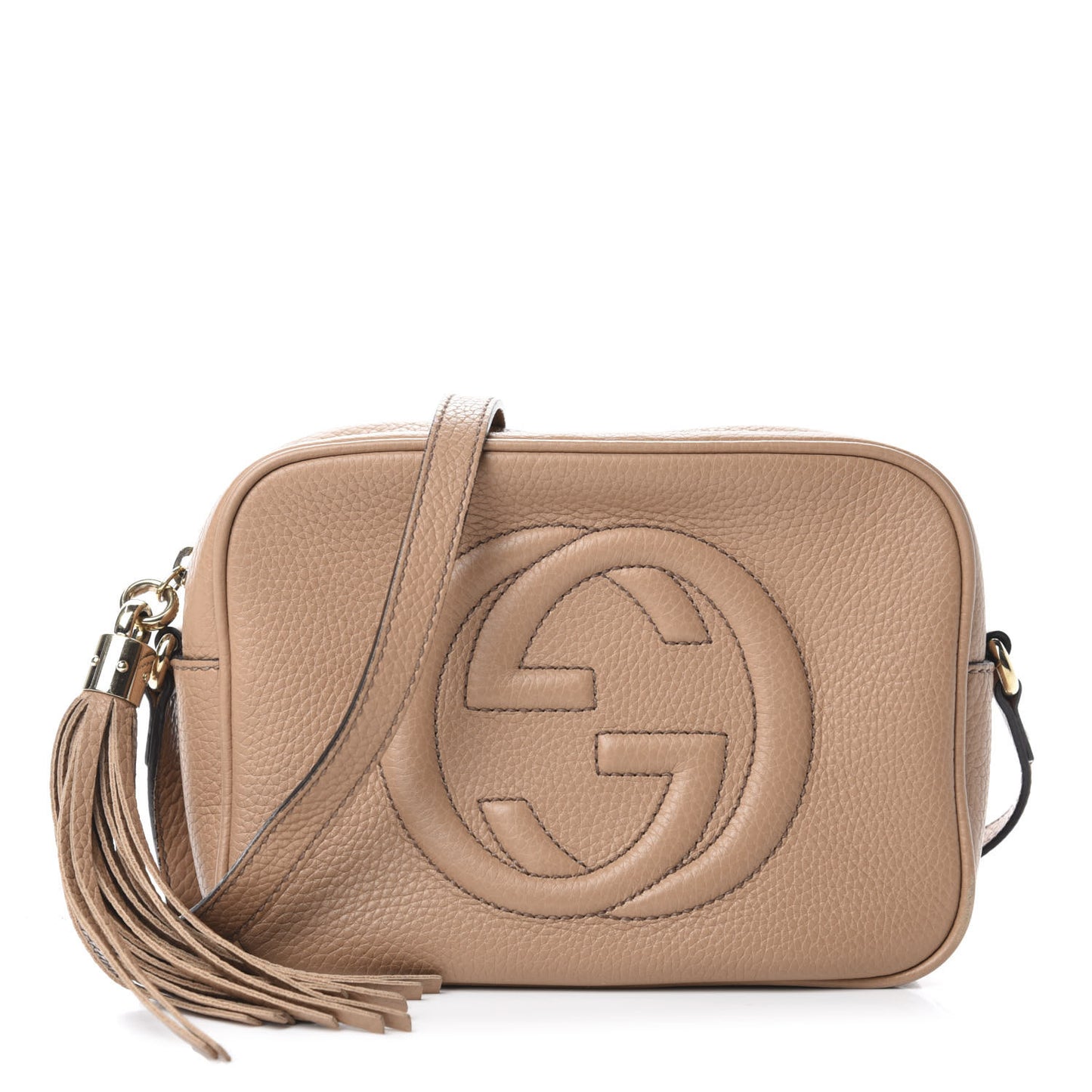 Pebbled Calfskin Small Soho Disco Bag Rose Beige