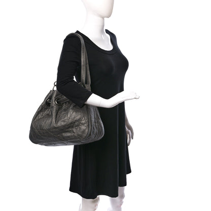 Christian Dior Metallic Lambskin Cannage Drawstring Bag Grey 2 of 21