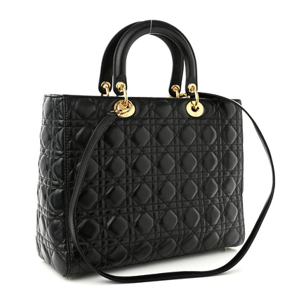 Christian Dior Lambskin Cannage Large Lady Dior Black 3 of 10