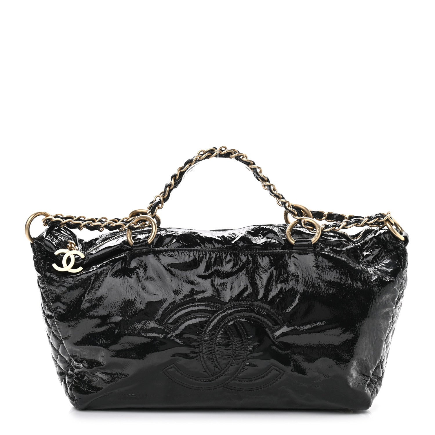 Chanel Patent Quilted CC Tote Black 1 of 12