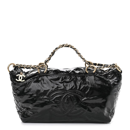 Chanel Patent Quilted CC Tote Black 1 of 12
