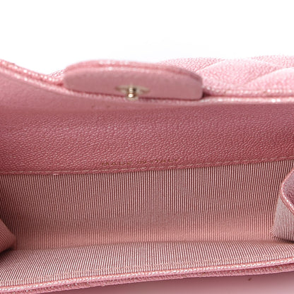 Chanel Iridescent Caviar Quilted Flap Card Holder Rose Pink 4 of 10