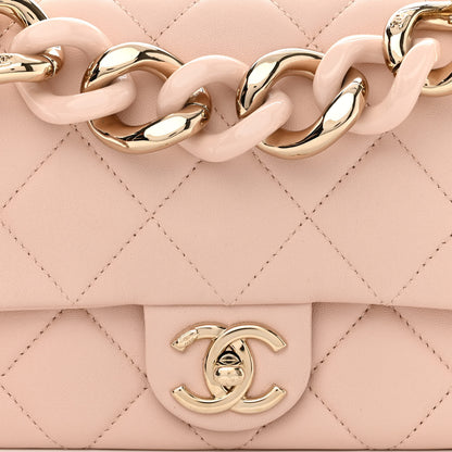 Chanel Lambskin Quilted Resin Bi-Color Chain Flap Bag Light Beige 8 of 10