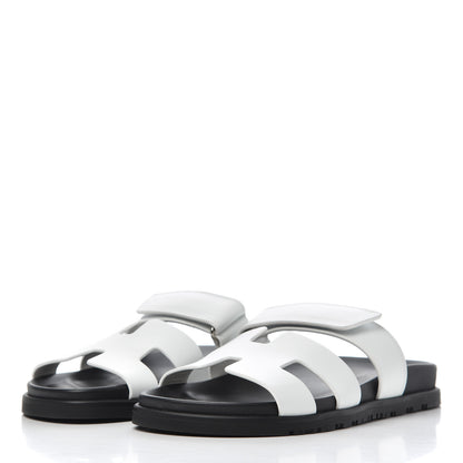 Hermes Calfskin Womens Chypre Sandals 38 White 3 of 11