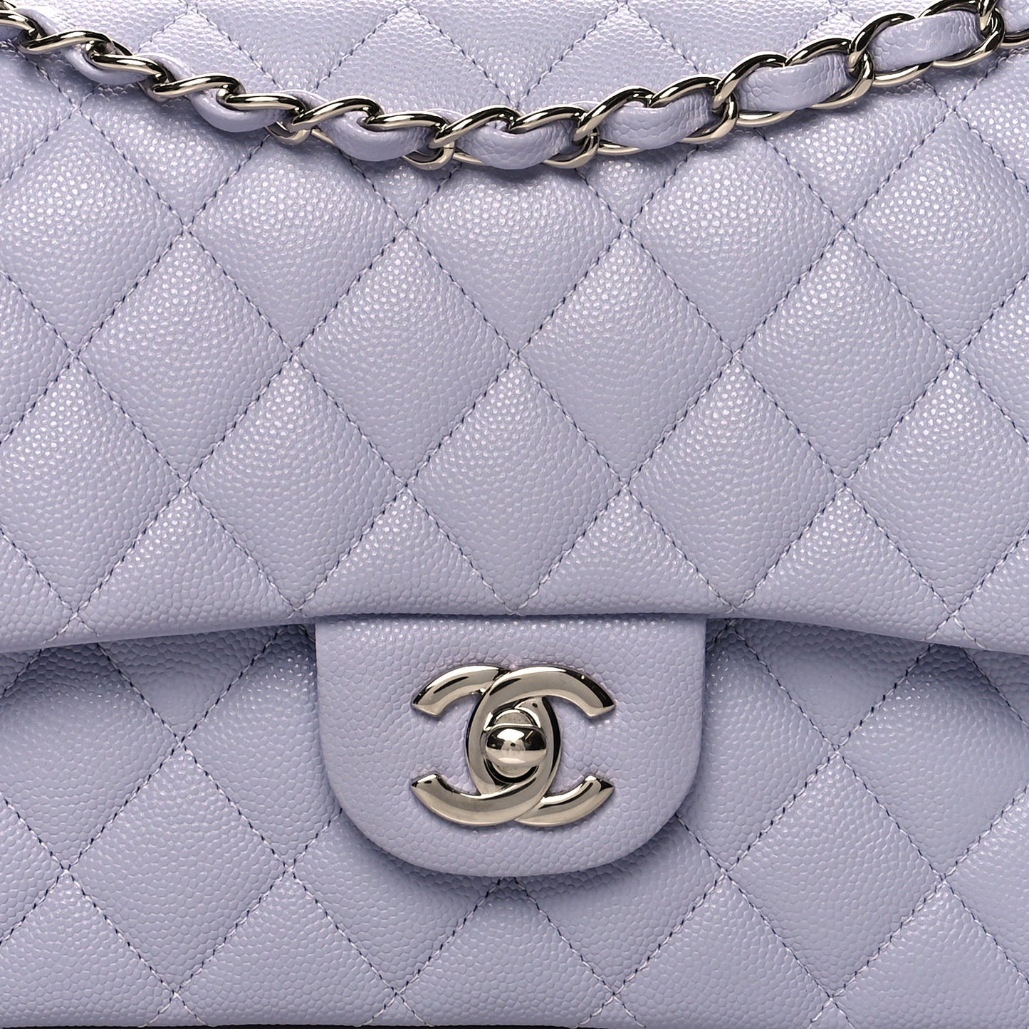 Caviar Quilted Medium Double Flap Light Purple