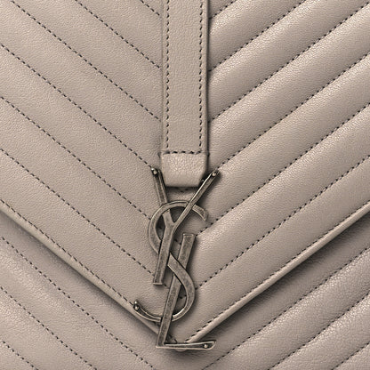 Saint Laurent Sheepskin Matelasse Large Monogram College Satchel Light Grey 6 of 8