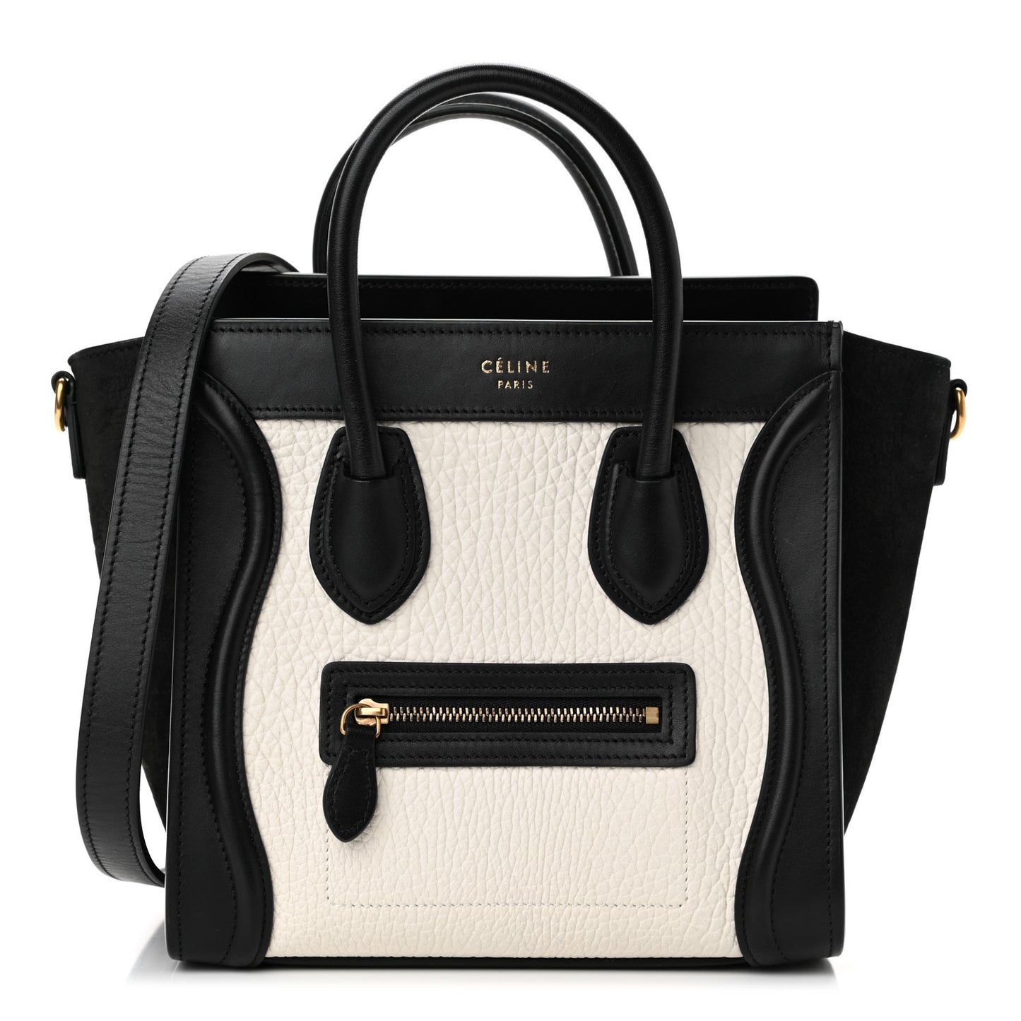 Bullhide Calfskin Nubuck Bi-Color Nano Luggage Black White