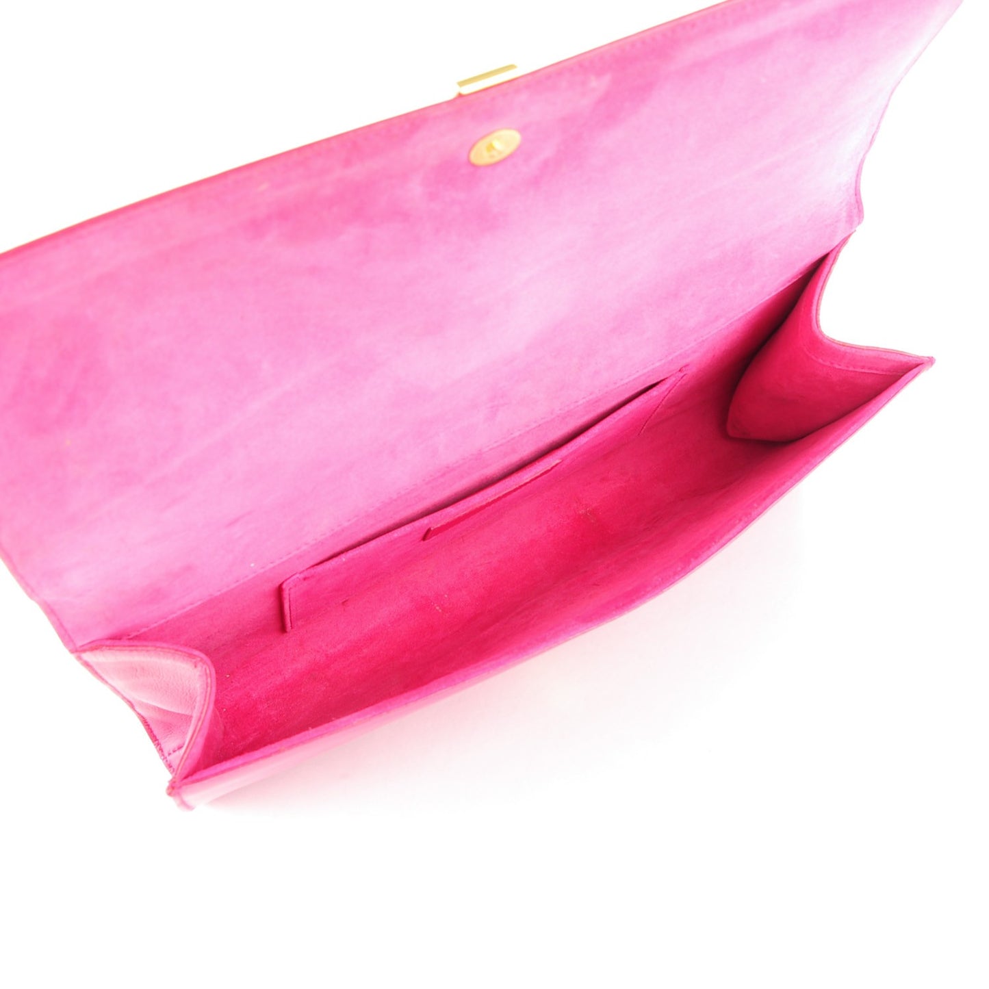 Calfskin Classic Y Ligne Clutch Fuchsia