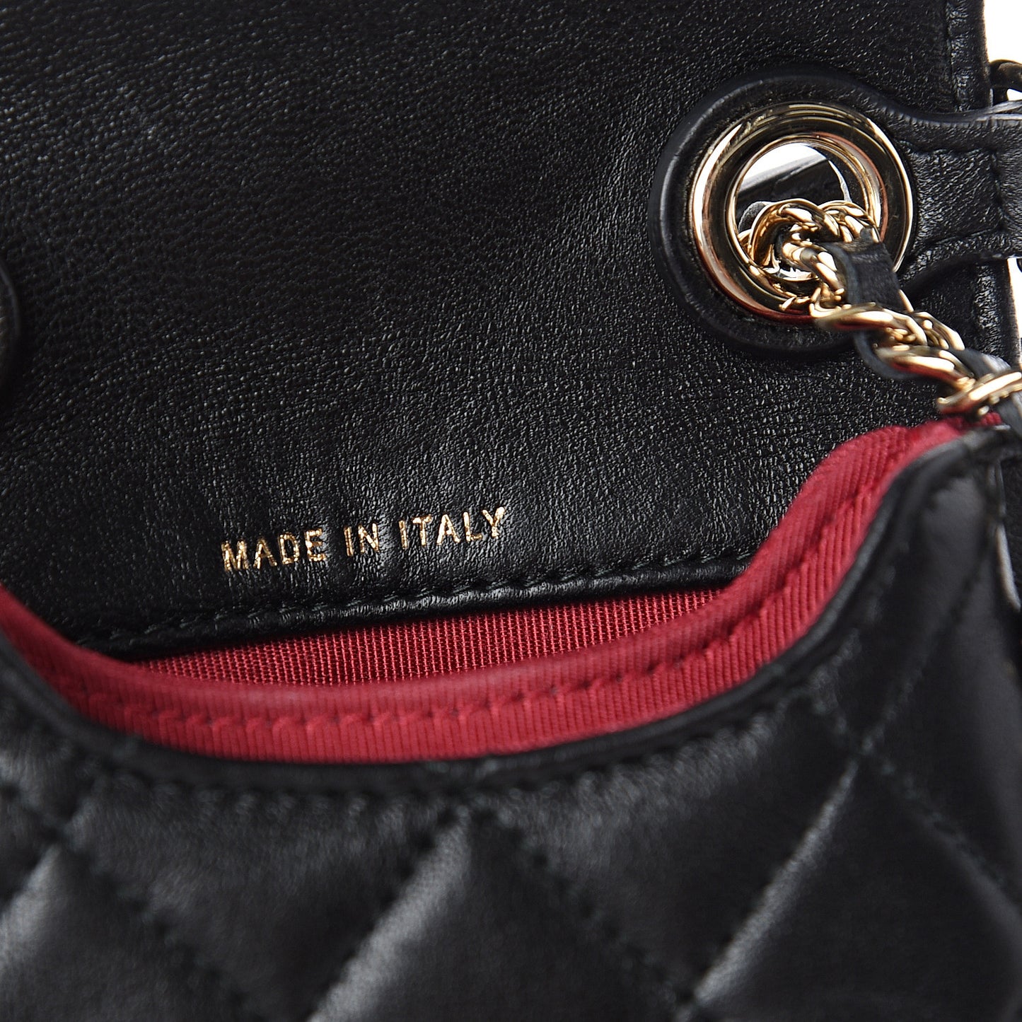 Lambskin Quilted Chain Around Flap Crossbody Black