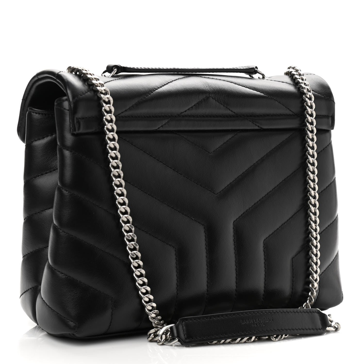 Saint Laurent Calfskin Y Quilted Monogram Small Loulou Chain Satchel Black 3 of 12