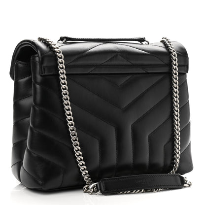 Saint Laurent Calfskin Y Quilted Monogram Small Loulou Chain Satchel Black 3 of 12